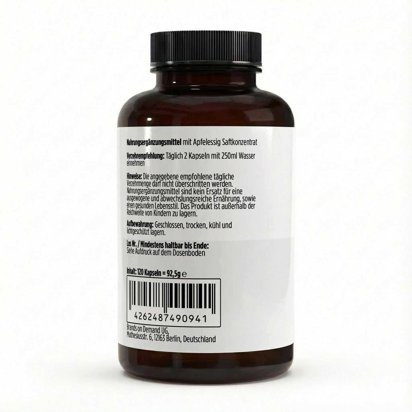 Apfelessig Extrakt Kapseln (600mg je Kapsel) - 120 vegane Kapseln