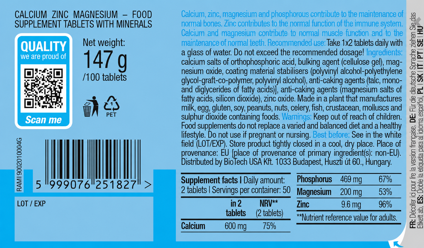 Calcio Zinc Magnesio