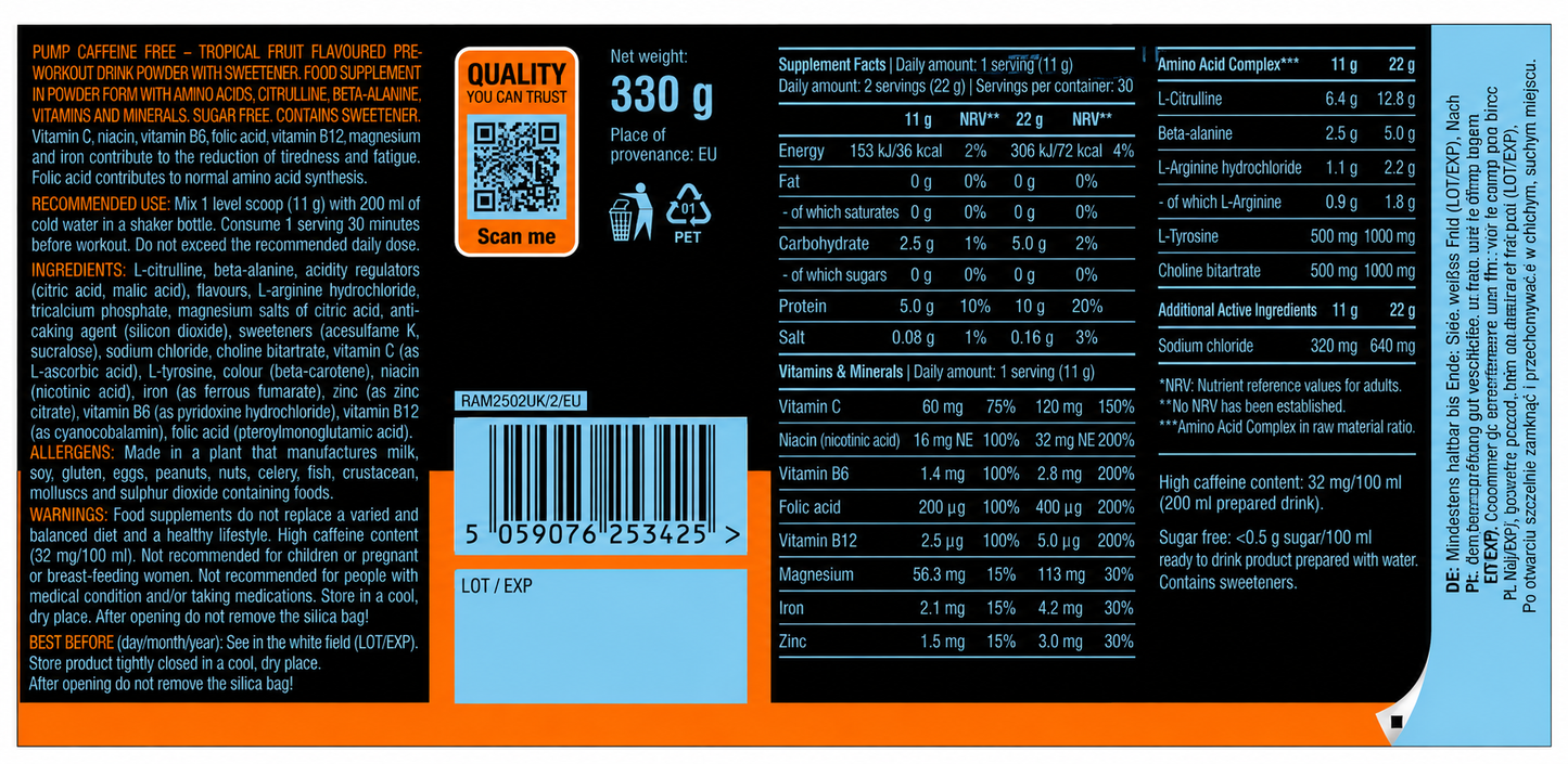 Pump caffeine free 330g