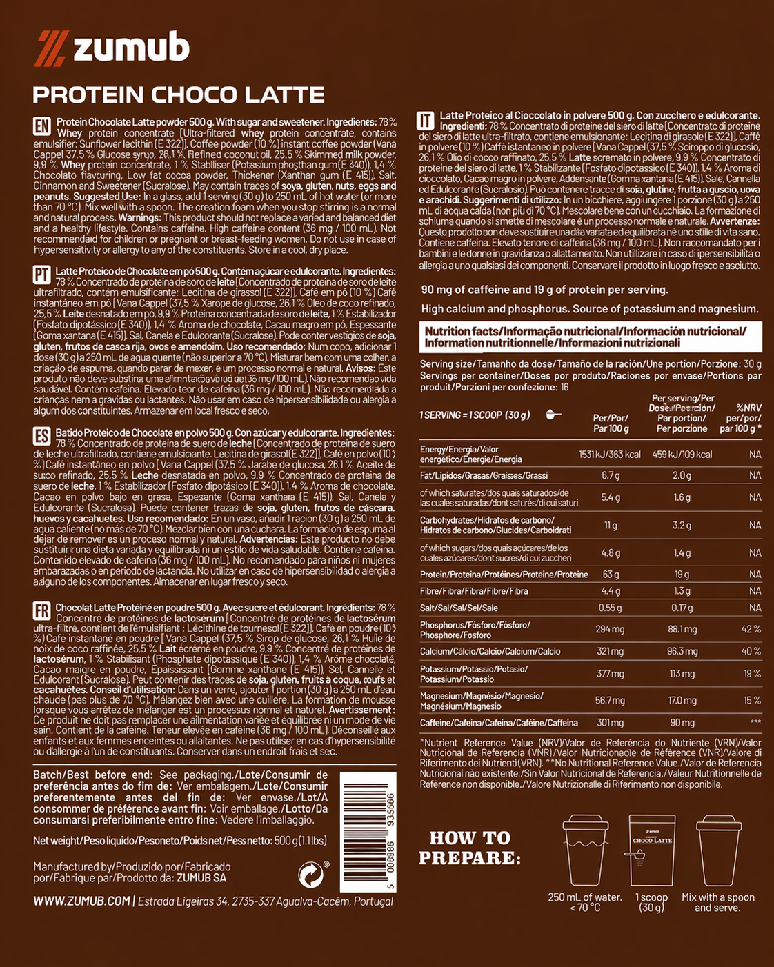 LATTE PROTEÍCO DE CHOCOLATE 500 G