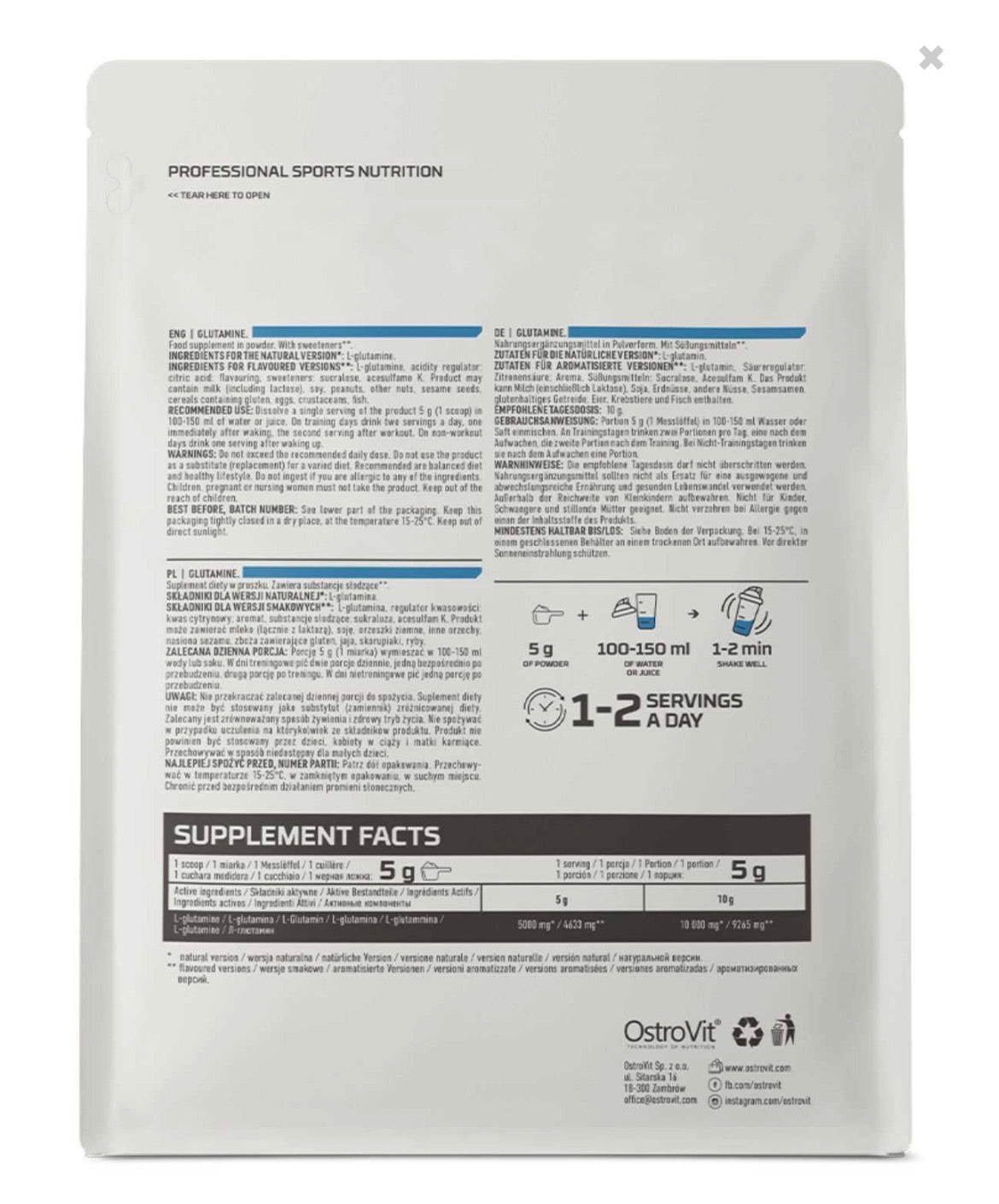 Glutamina 500 g