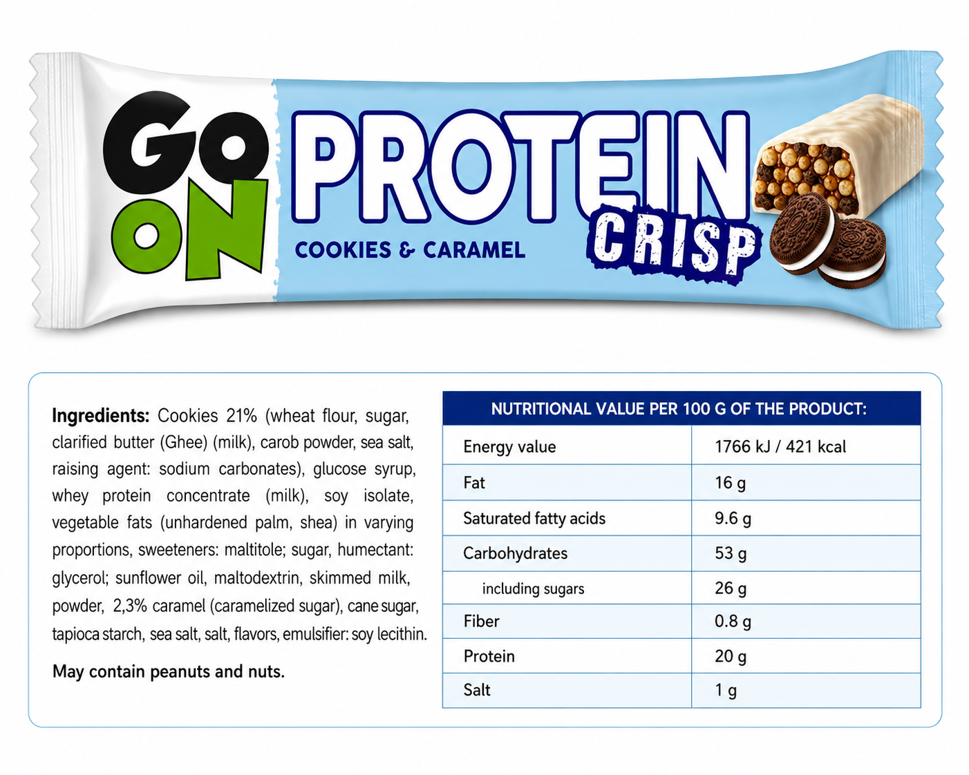Barrita Proteínas Crujiente Go On! 50g