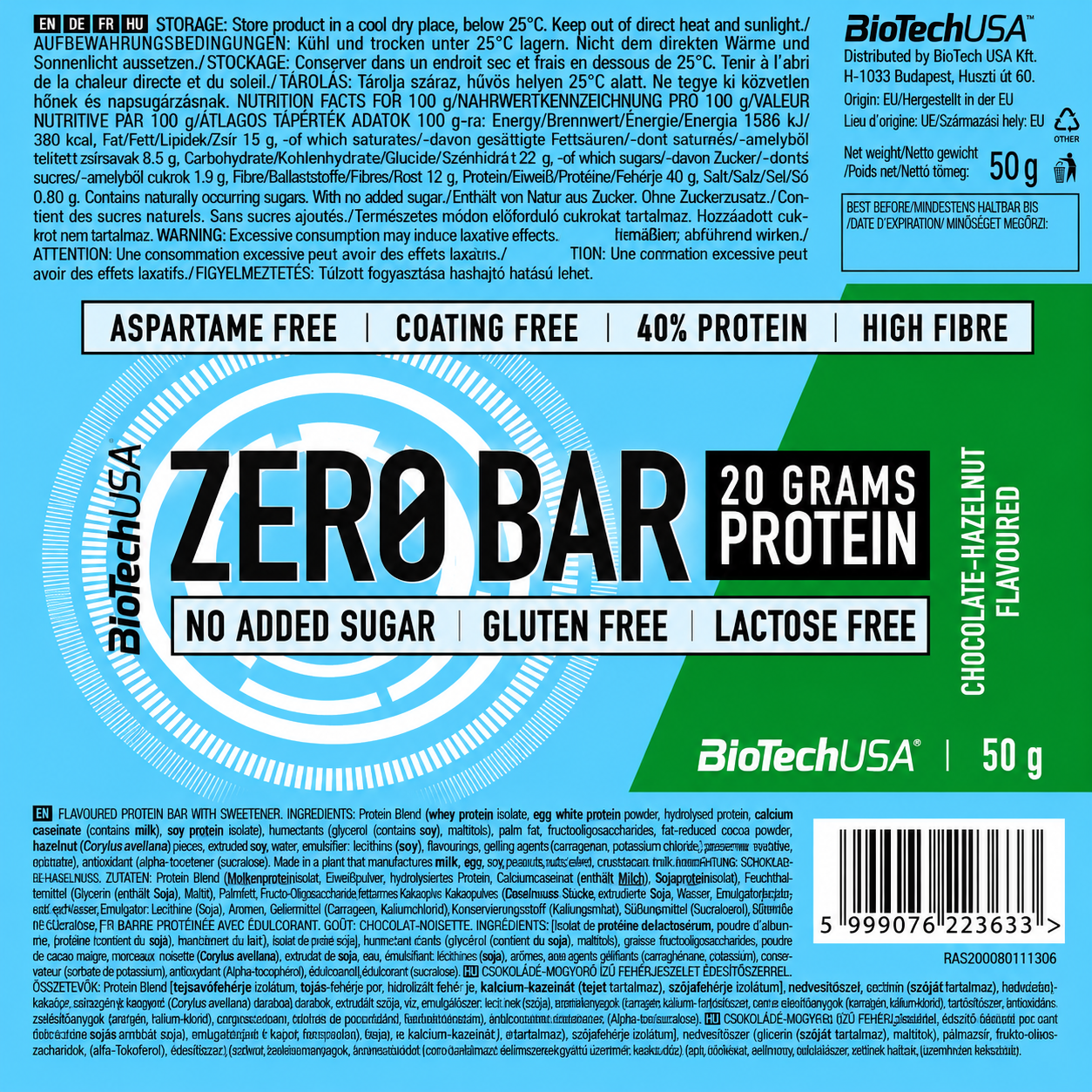Zero Bar 50 g Chocolate Hazelnut