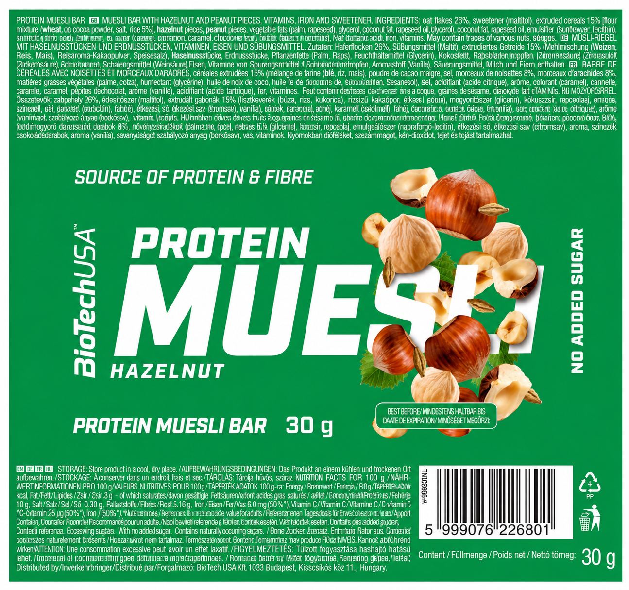 Barrita de proteínas Muesli 30 g