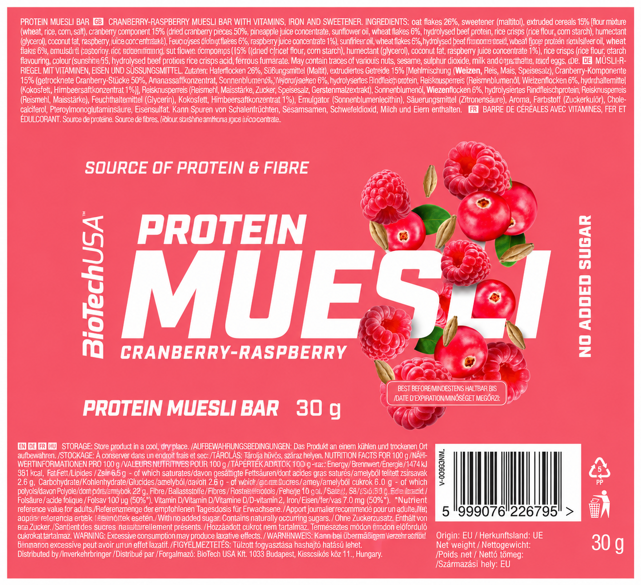 Barrita de proteínas Muesli 30 g