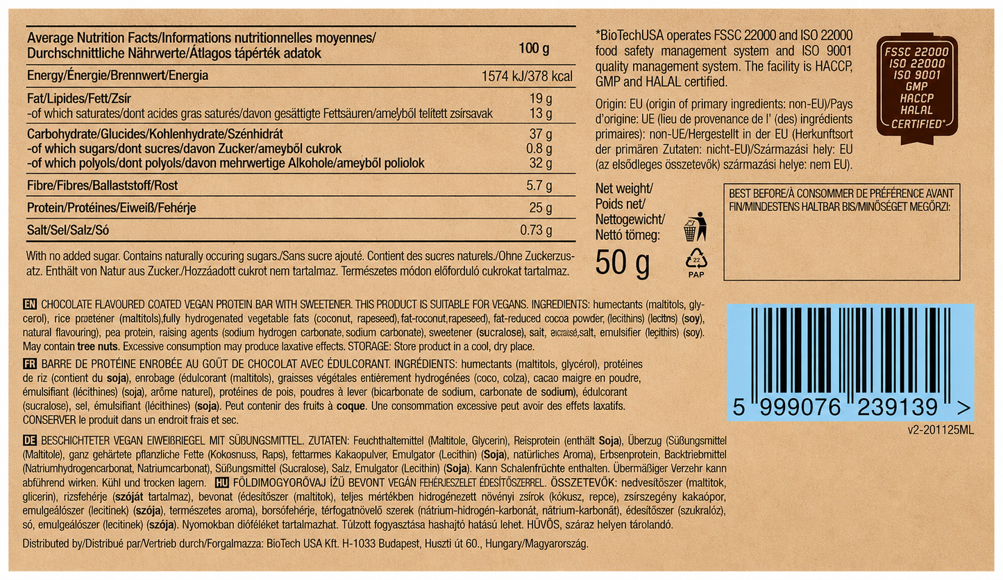 Barrita proteica vegana 50 g