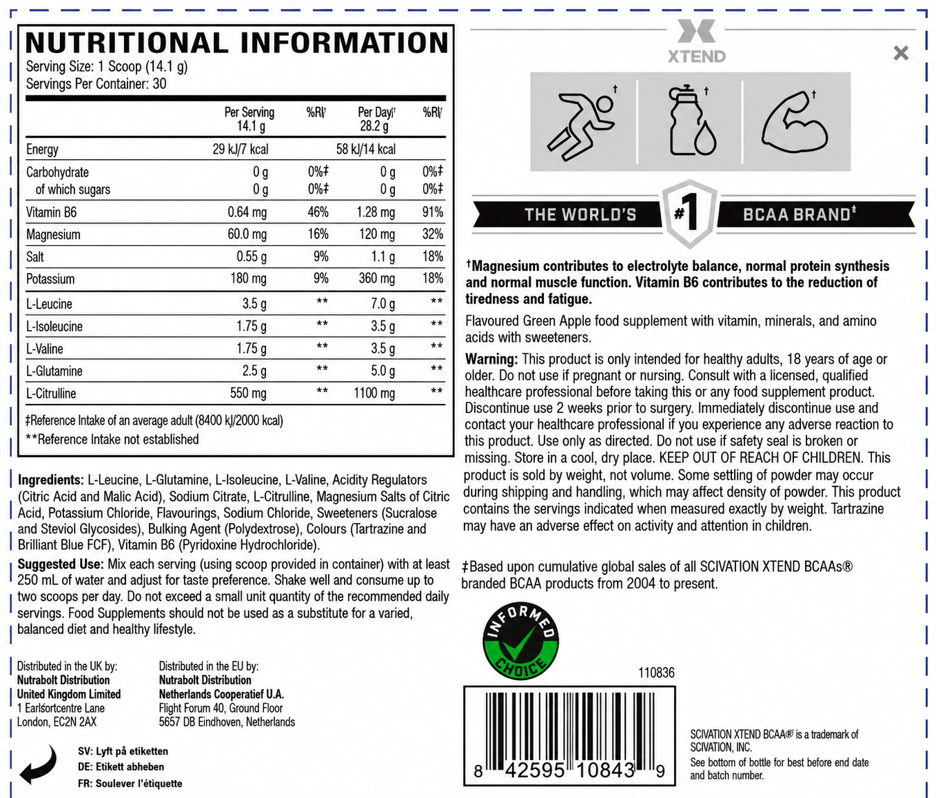 Xtend BCAAs  Manzana Verde