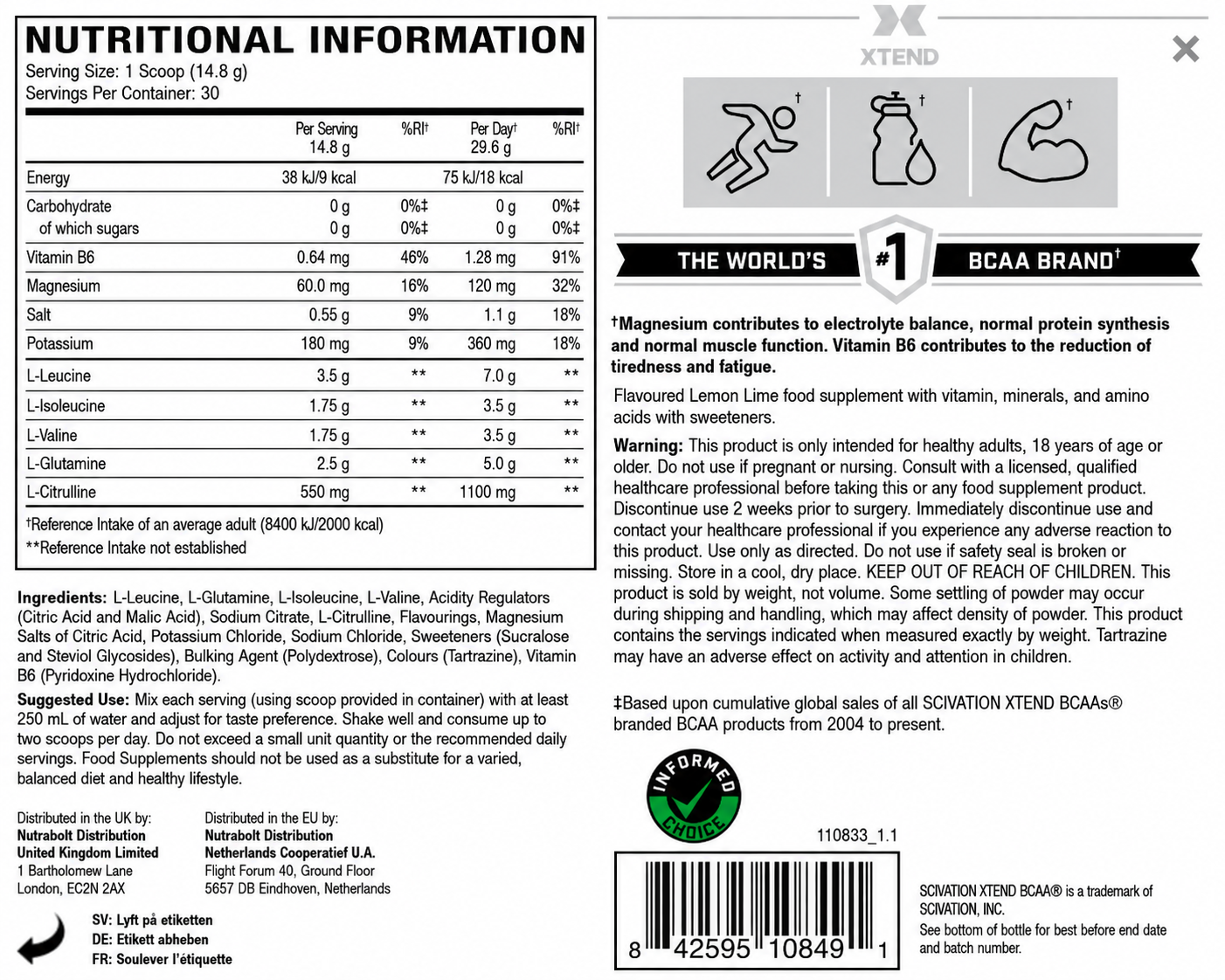 Xtend BCAAs Lima Limon