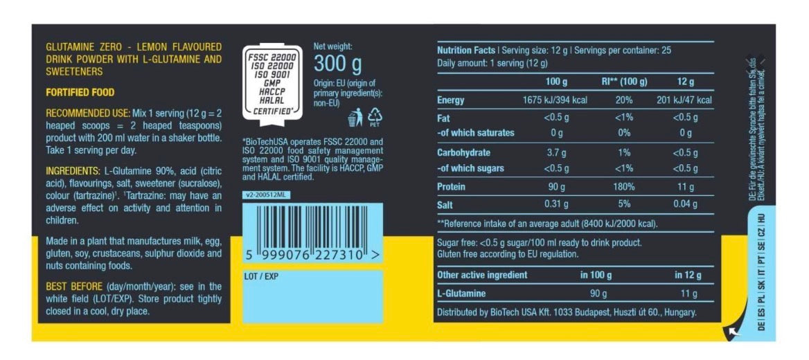 Glutamina Zero 300g
