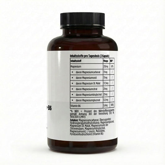 Magnesium 6x Komplex + B6 - 120 vegane Kapseln